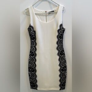 Elegant Black and White Lace Dress